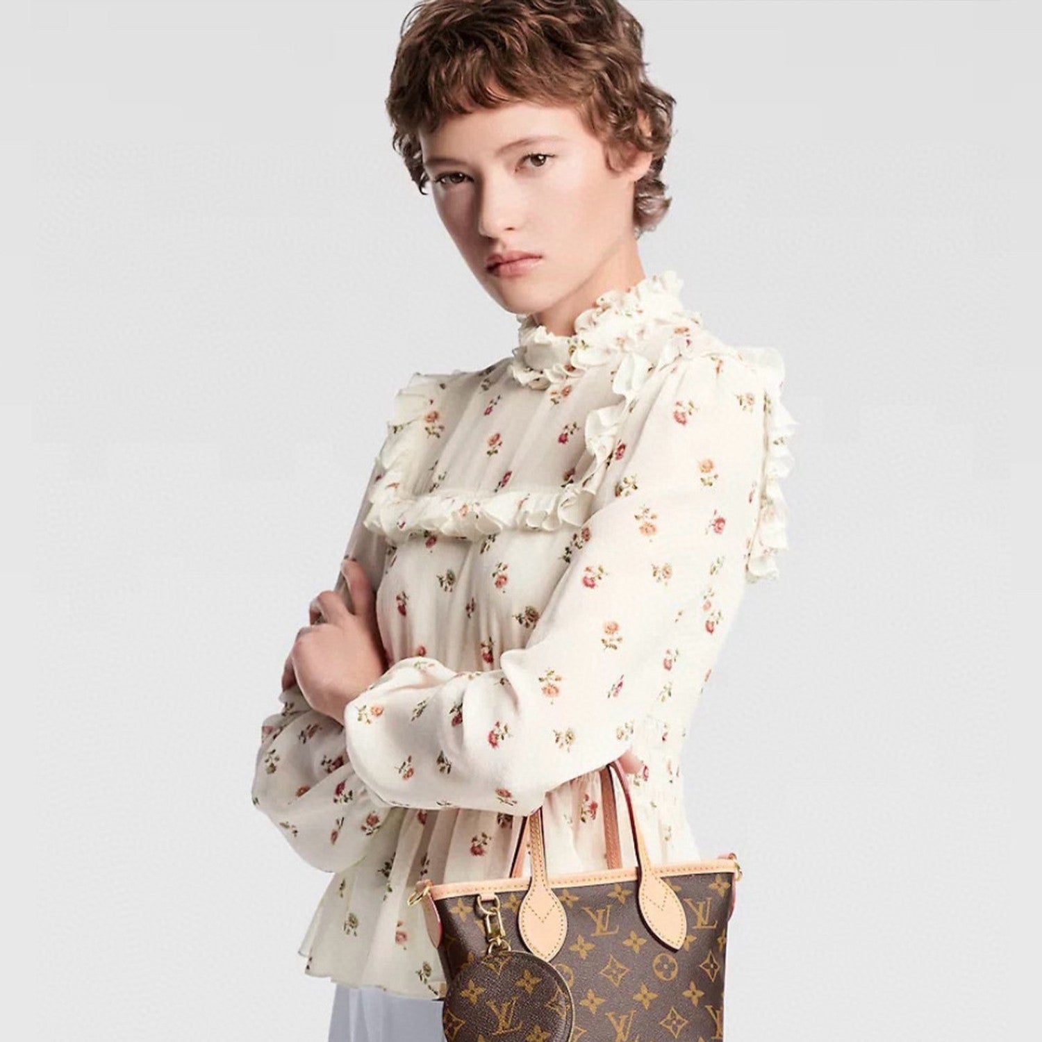 Women's Spring And Autumn Floral Printed Shirt Waisted Solid Silk Blouse Ruffled Long Sleeve Casual Fashion Tops Ngvp #8766