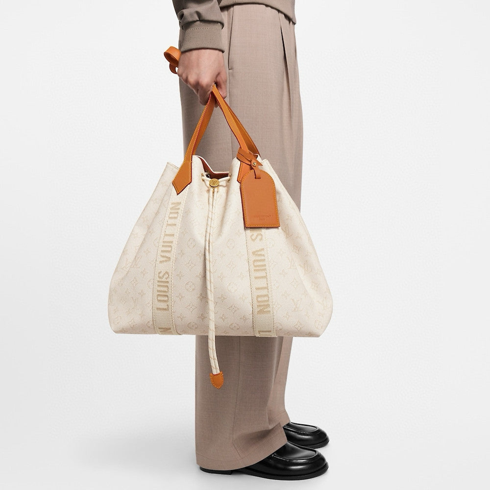 Marina Tote Women's Solid Color Letter Logo Coated Canvas Drawstring Shopping Bag Tote Bags #77455