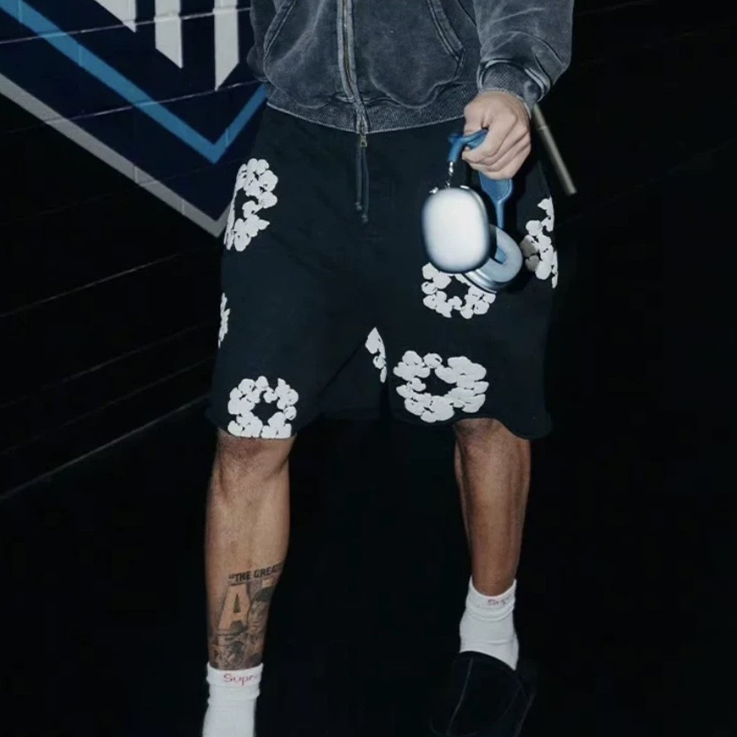 Denim Tears Men Women Spring Summer Trend High Street Kapok Flower Casual Cotton Loose Shorts Fashion Pants Ngvp #8876