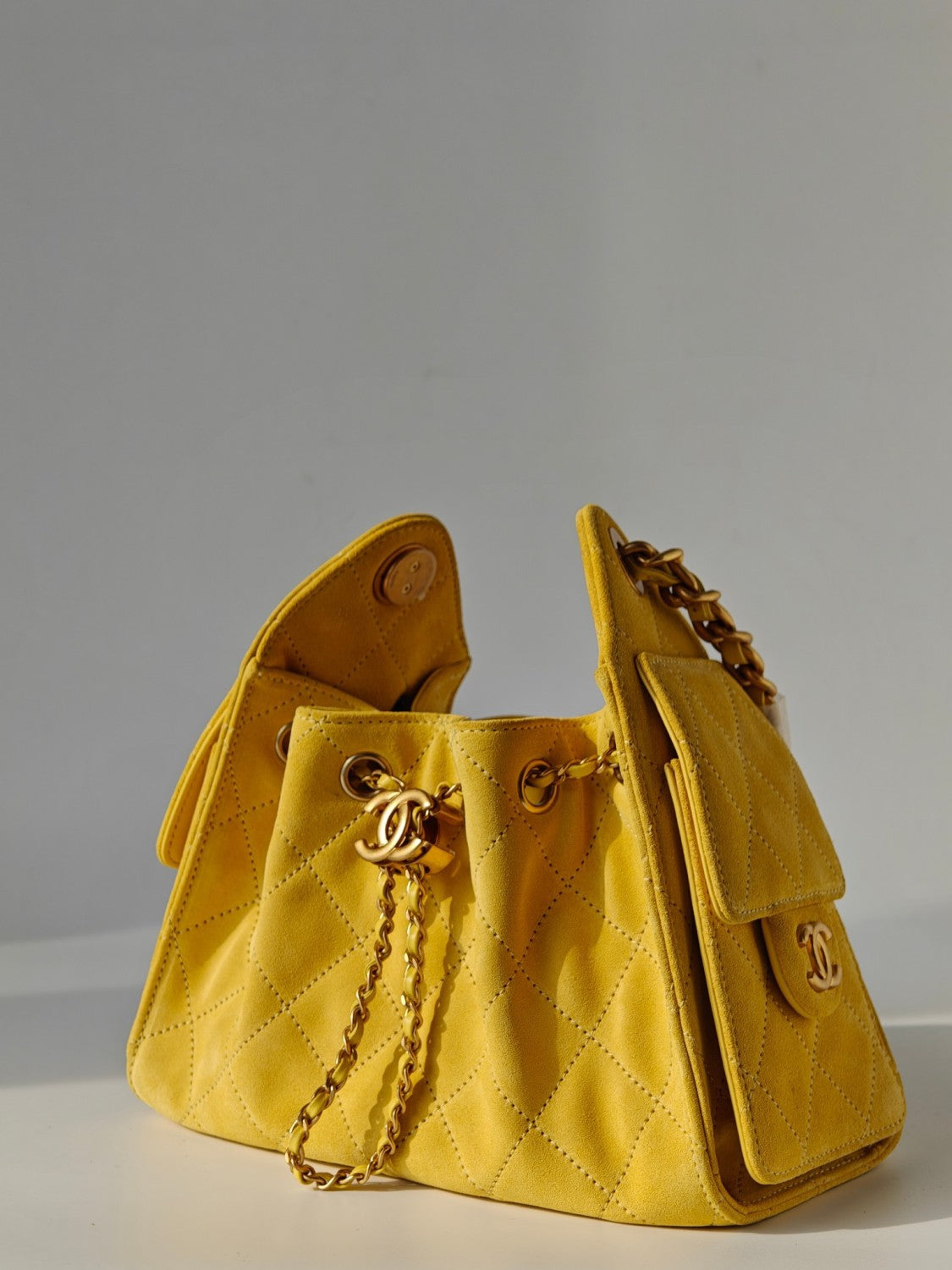 25 Women's Mini Handbag in Suede Calfskin and Gold-Plated Hardware #83167A