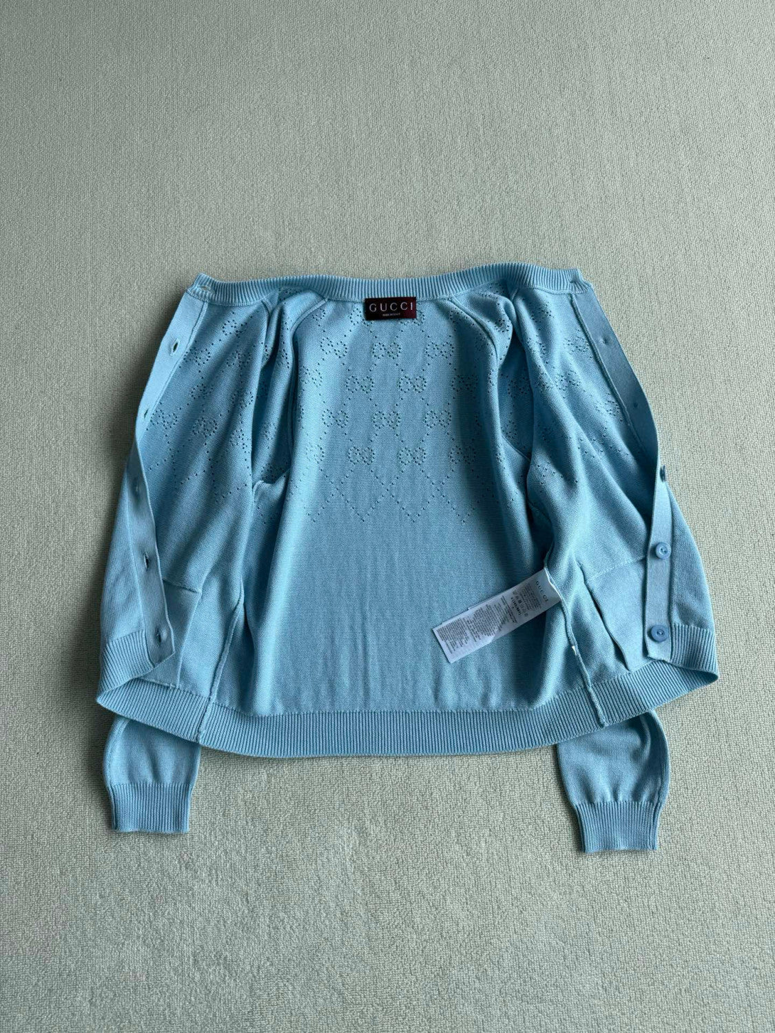 Women's Spring/Autumn Solid Color Letter Print Openwork Design Cotton Knitted Jacquard Single-Breasted Long-Sleeved Cardigan Jacket #77912