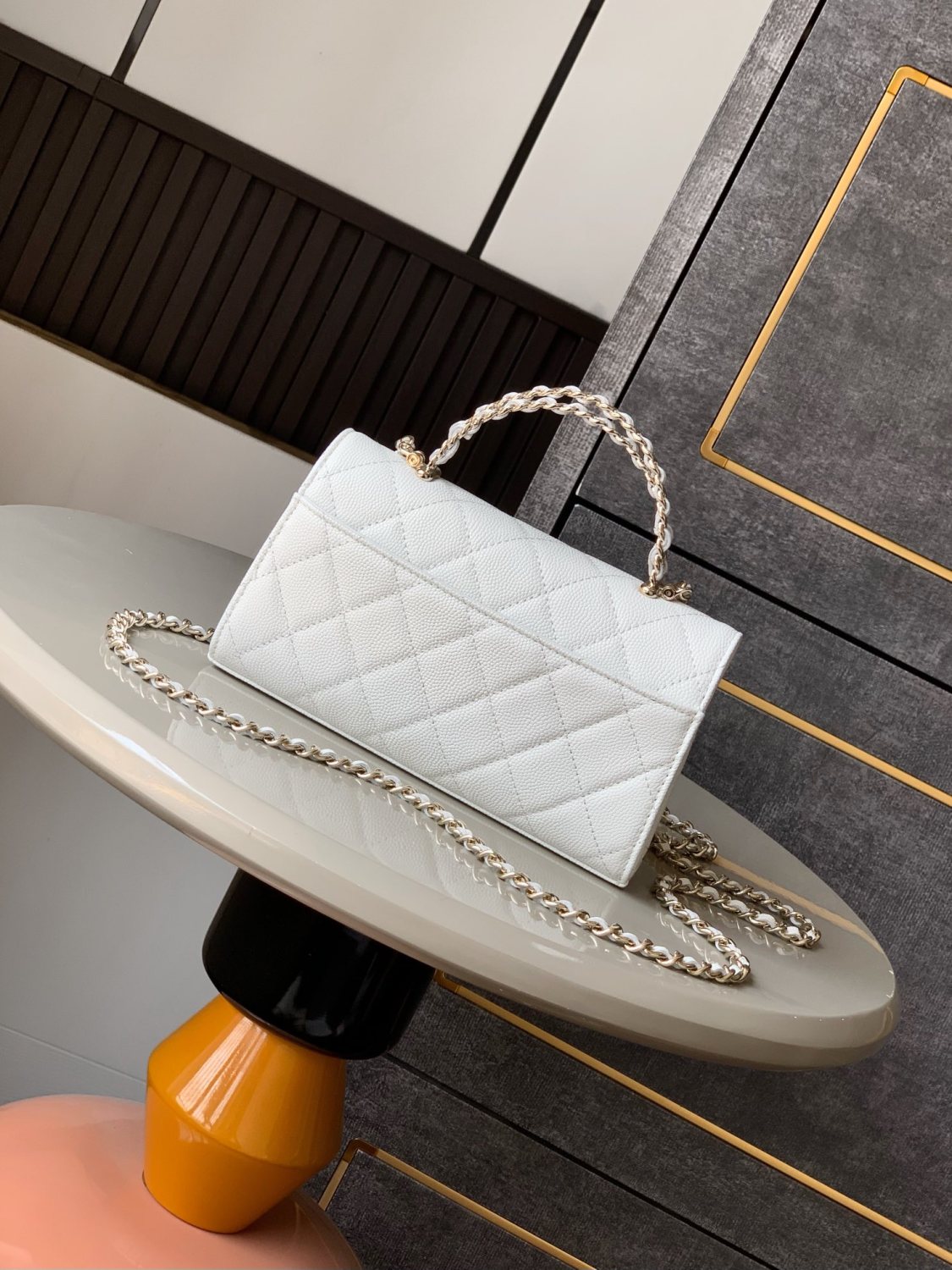 Women's Solid Color Diamond Pattern Chain Shoulder Strap Grain Embossed Leather Flap Bag Single Shoulder Handbag Crossbody Bags #77513