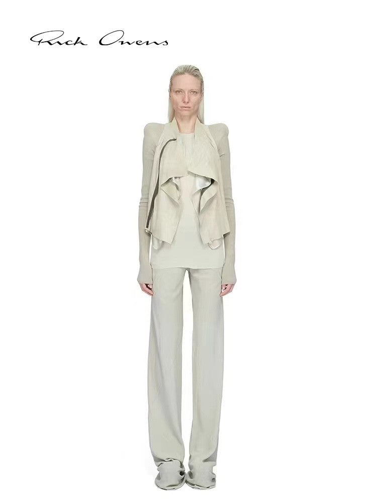 Women's Spring And Summer Fashion Mid-Waist Elastic Leisure Straight Solid Color Wide Leg Casual Pants #71933