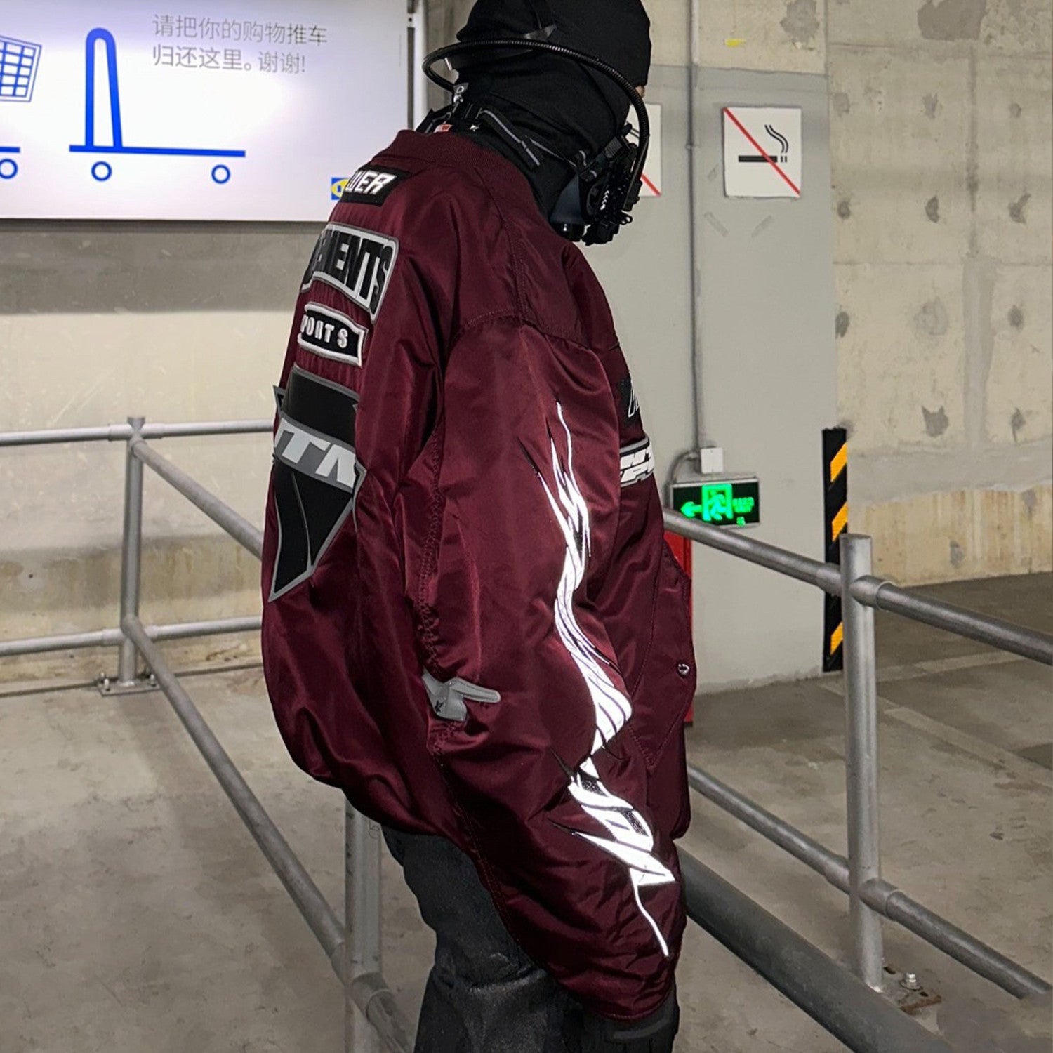 Vetements Men's Autumn And Winter Racing Suit Warm Air Force Jacket High Street Zipper Jacket Colorblocking Fashion Jacket Ngvp #8782