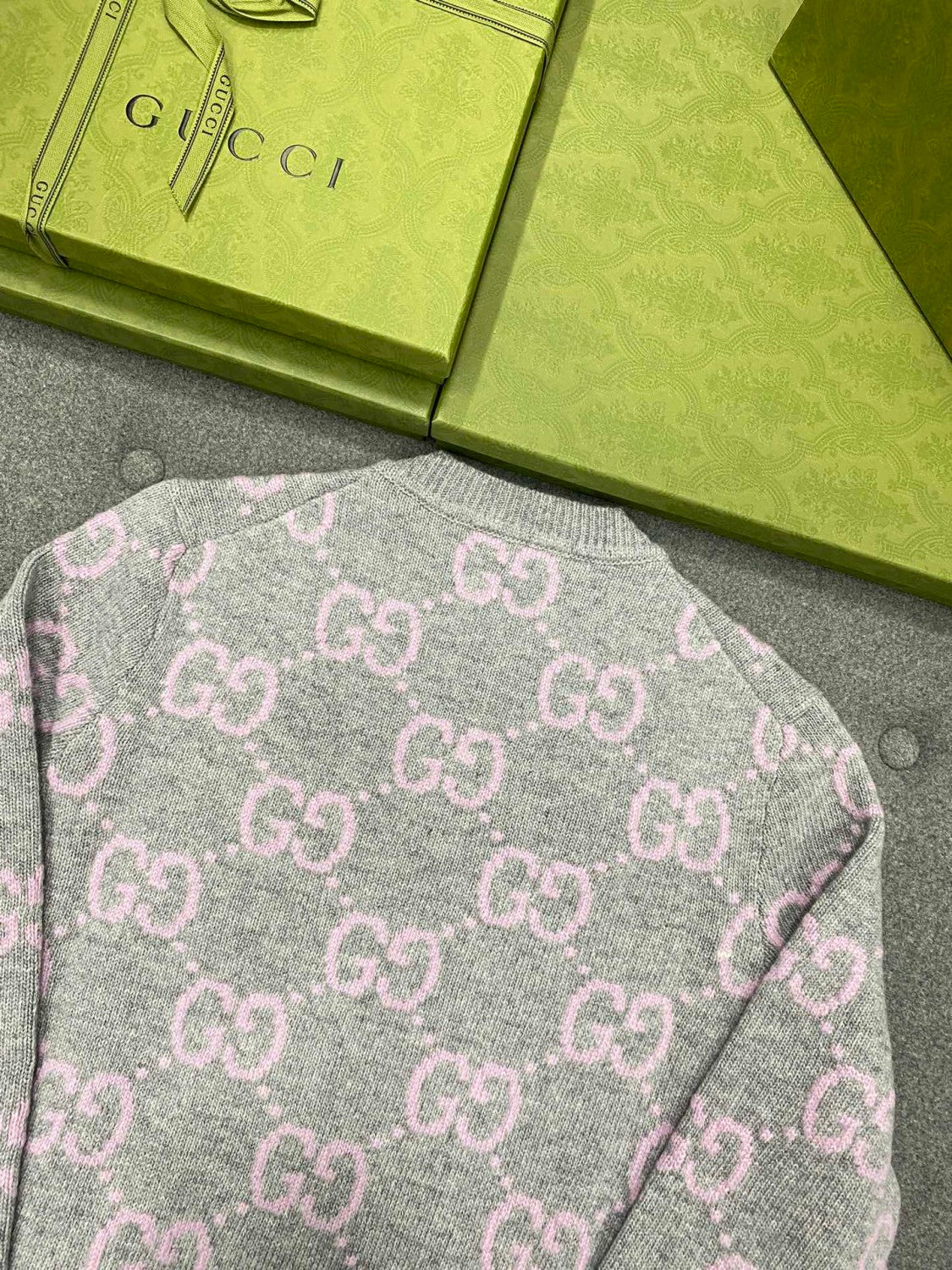 Women's Fall And Winter Double G Knit Round Neck Single Breasted Long Sleeved Jacket Sweater #73276