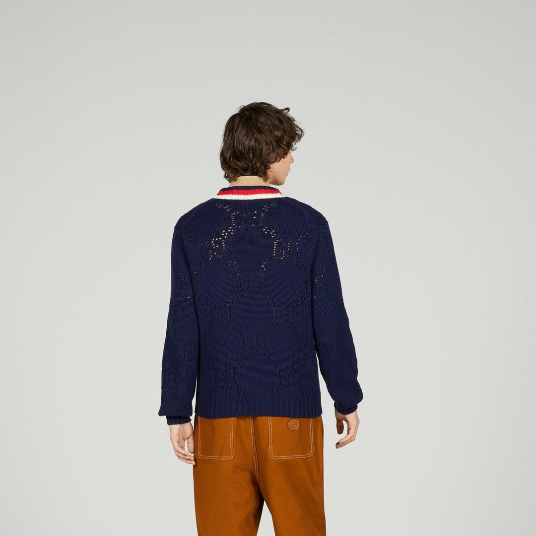 Men's Spring and Autumn Striped Printed Single Breasted Knitted Long Sleeve Sweater Jacket #72921