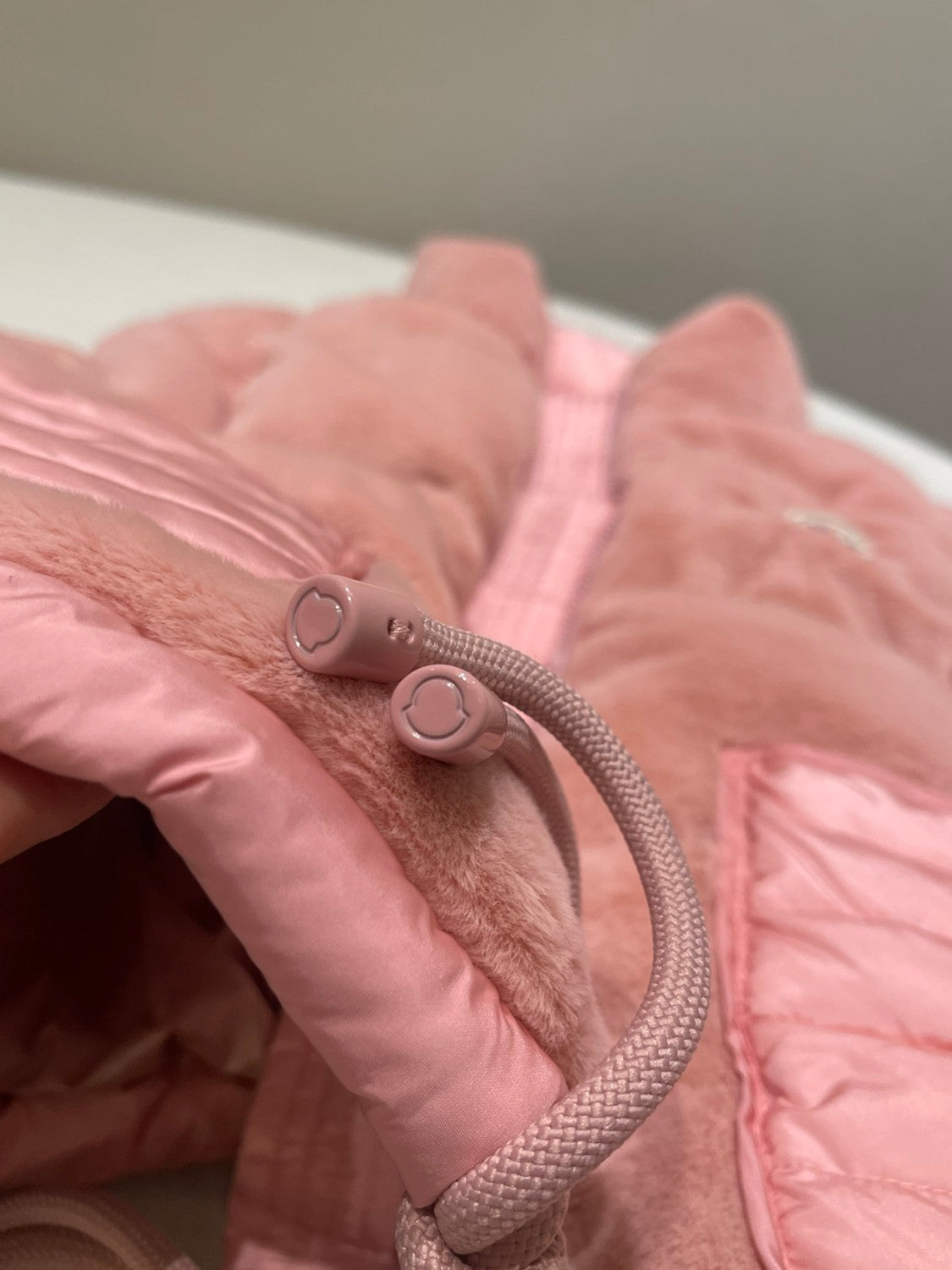 Women's Spring and Autumn Pink Logo Zipper Drawstring Down Sleeveless Vest Jacket #72875