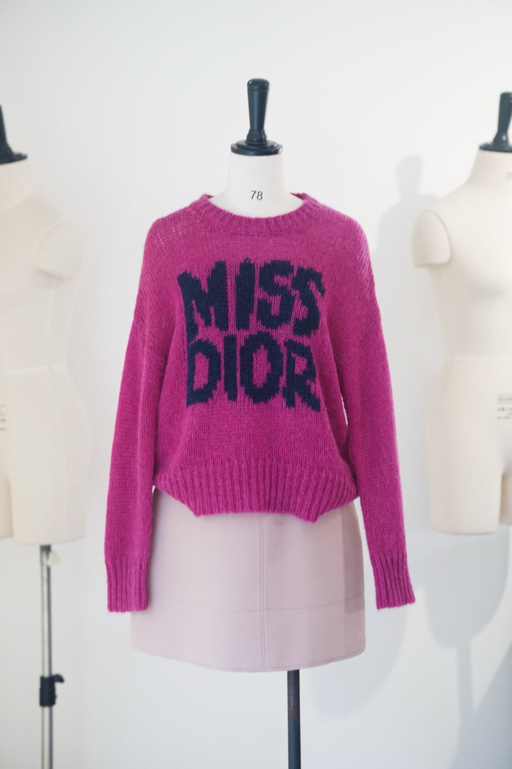 Women's Autumn and Solid Color Logo Letter Applique Round Neck Long Sleeve Cashmere Sweater #73395