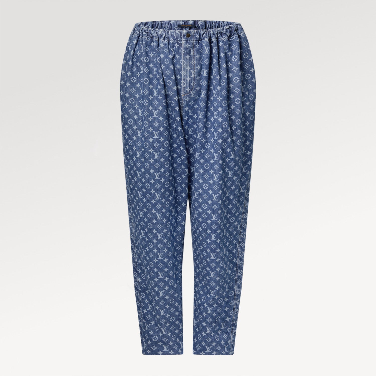 Monogram Jeans Women's Luxury Elastic Waist Drawstring Straight Jeans Fashion Temperament Trend Denim Pants  #81451