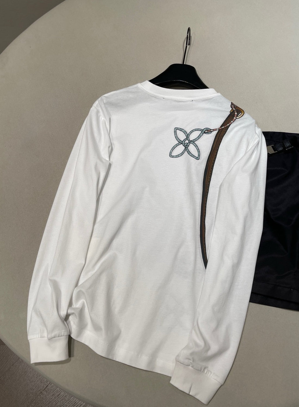 Women's White 100% Cotton Keepit Waist Bag Monogram Pattern Fall/Winter New Arrival Crewneck Pullover Sweatshirt 1AIOXU #194315