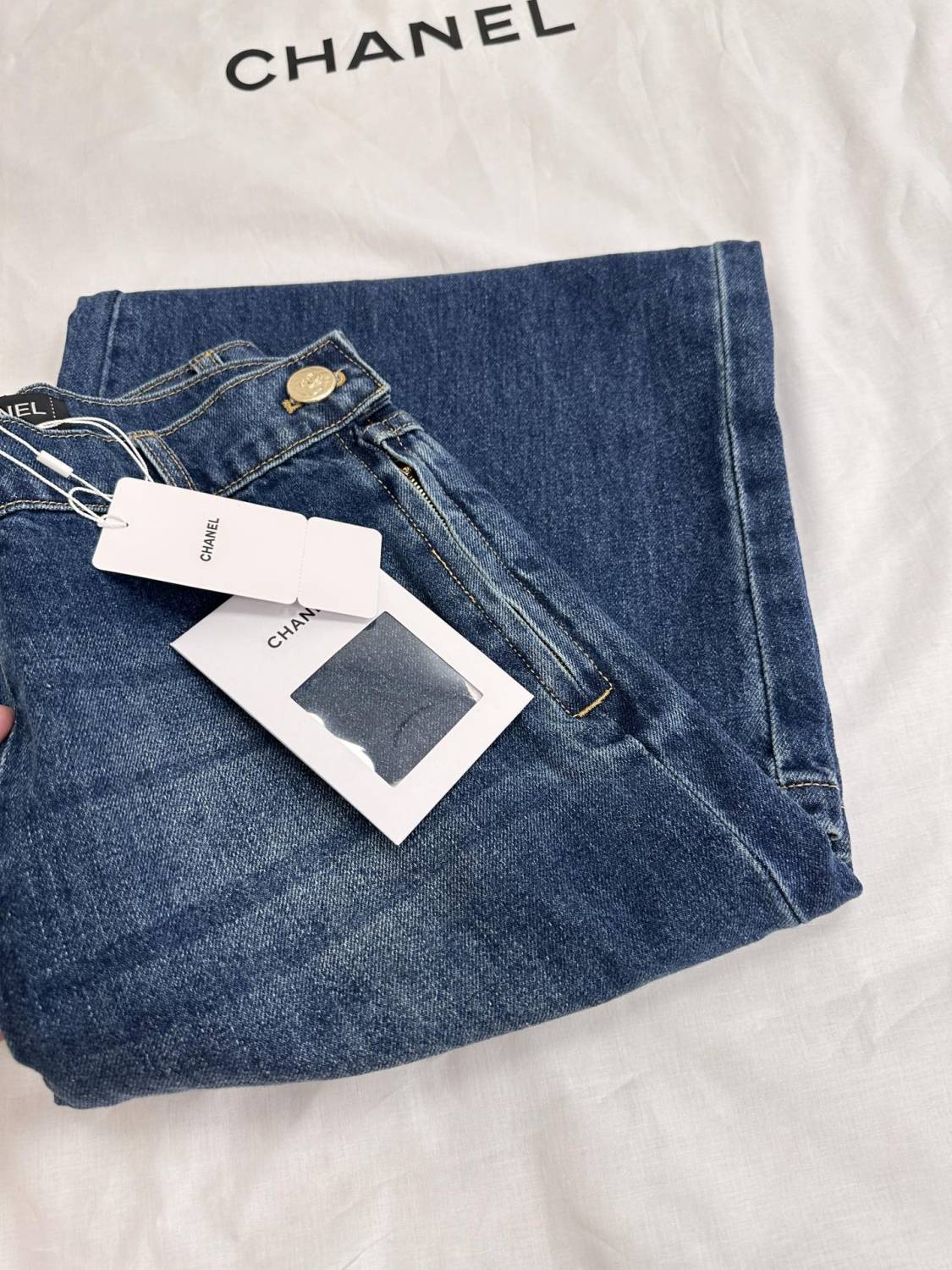 Women's Fall And Winter Blue Mid Waisted Denim Wide Legged Pants #73756