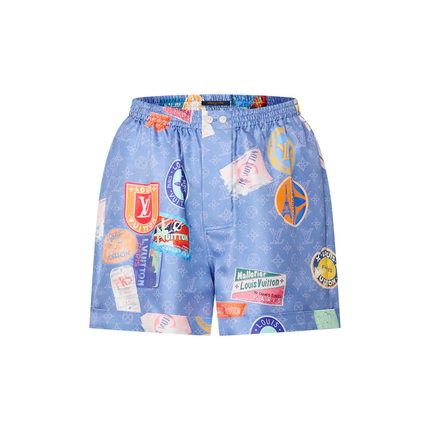 Women's Summer Solid Colour Badge Print Drawstring Casual Shorts #76992