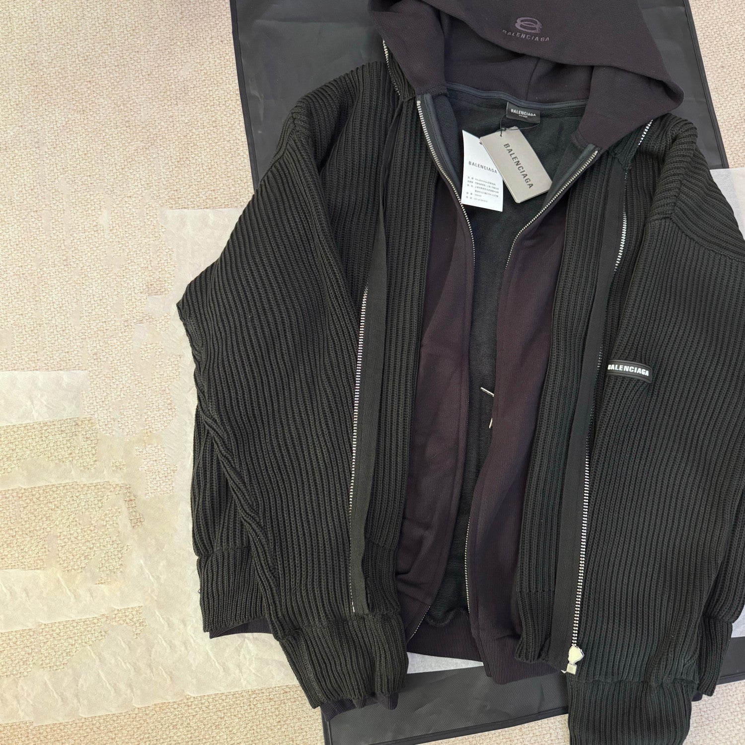 Men's Spring/Fall Fashion Hooded Zipper Knit Cardigan with Fake Two Piece Panel Design Cardigan #78736