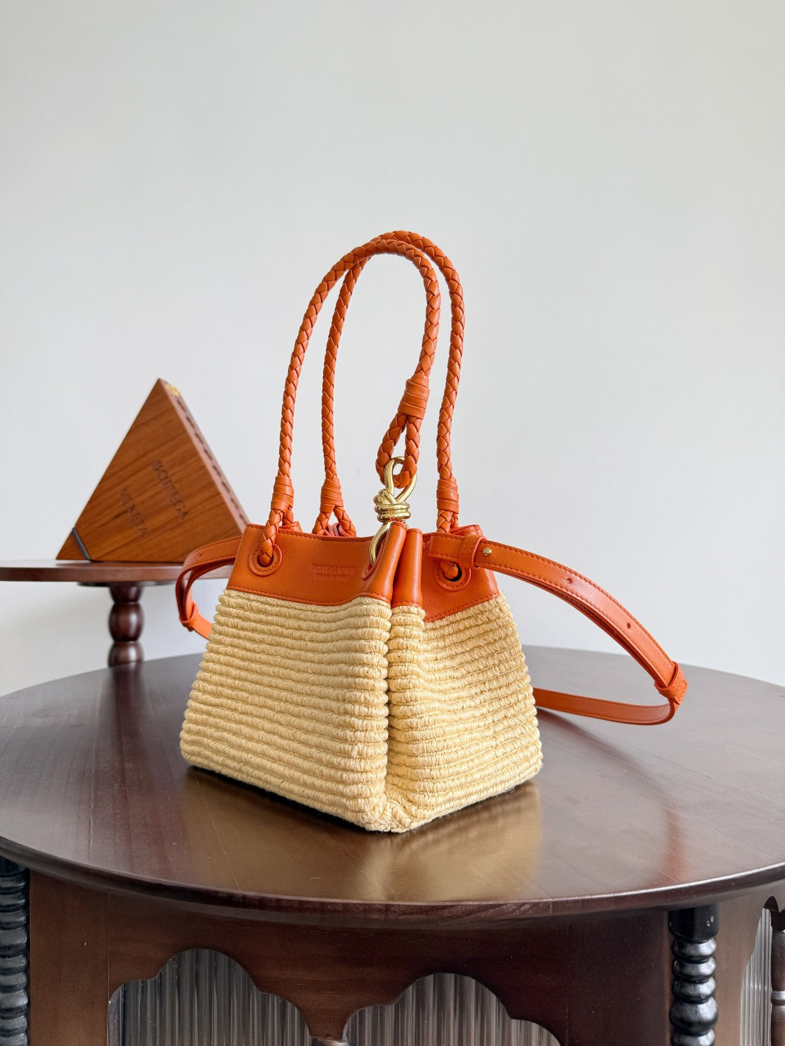 BV Small Parachute Women's Adjustable Detachable Shoulder Strap Raffia And Leather Shoulder Bag Handbag Bags #77633