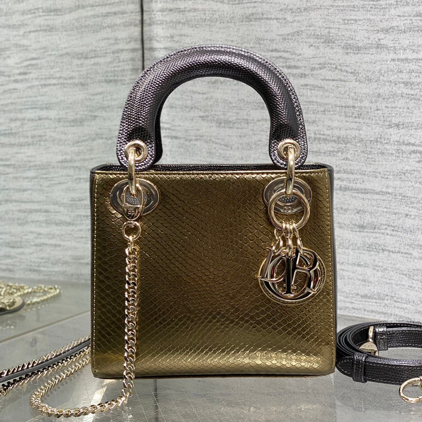 CD Lady Women's Solid Color Metal Pendant Detachable Chain Shoulder Strap Snake Skin Single Shoulder Crossbody Handbag Bag Bags #77722