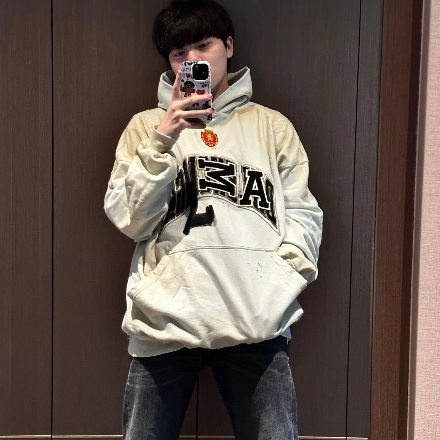 Men's Women's Spring And Autumn Fashion Retro Old Silhouette Washed Solid Color Cotton Casual Hooded Sweater Ngvp #7881