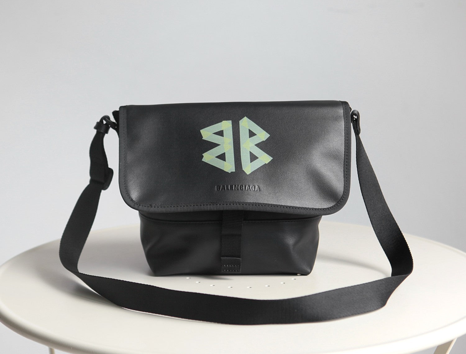 Men's Letter Print Black Calfskin Single Shoulder Crossbody Bag Bags #77712