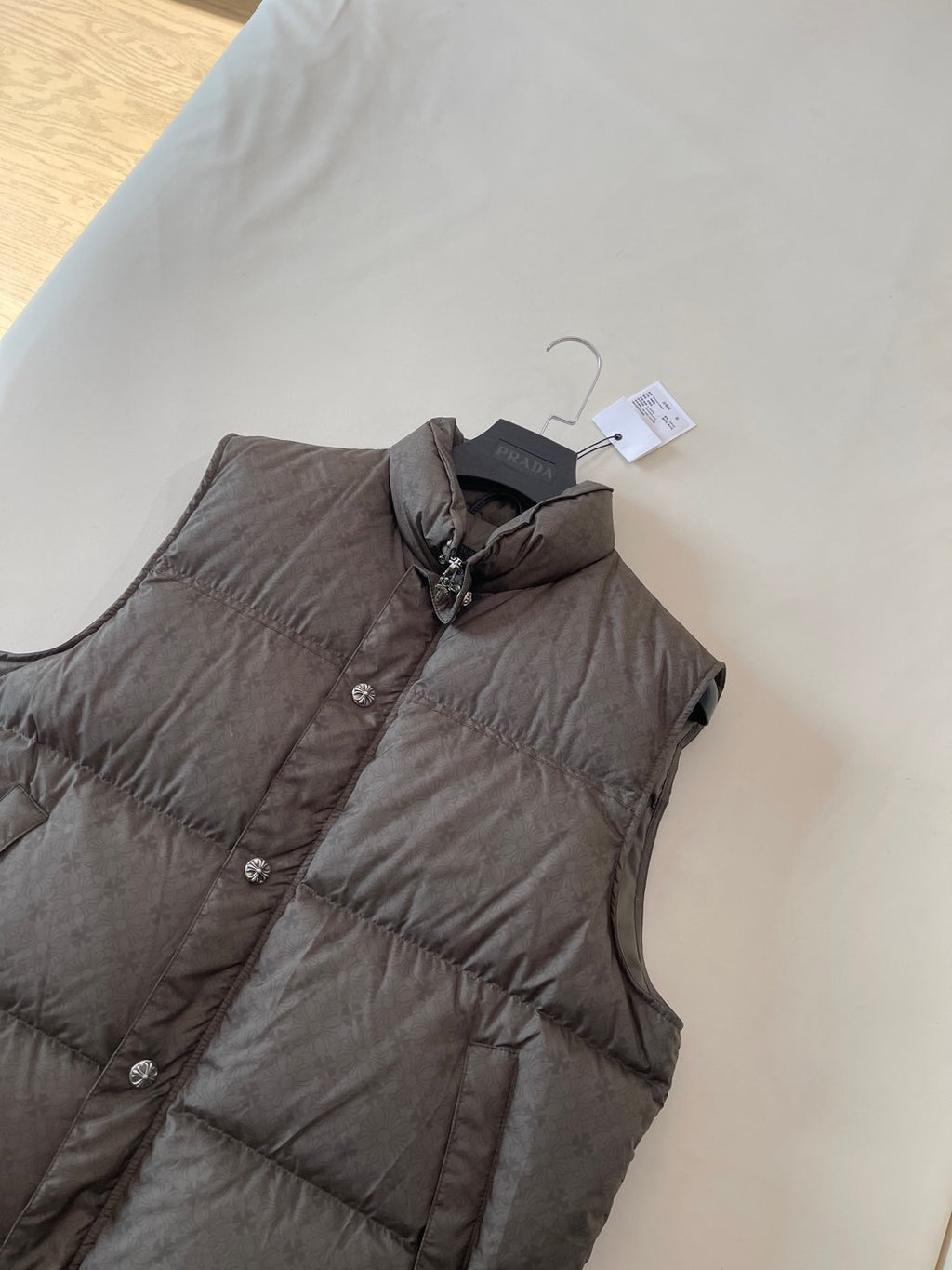 Men's Autumn and Winter Solid Color Dark Printed Sterling Silver Button Sleeveless Puffer Down Vest #74887