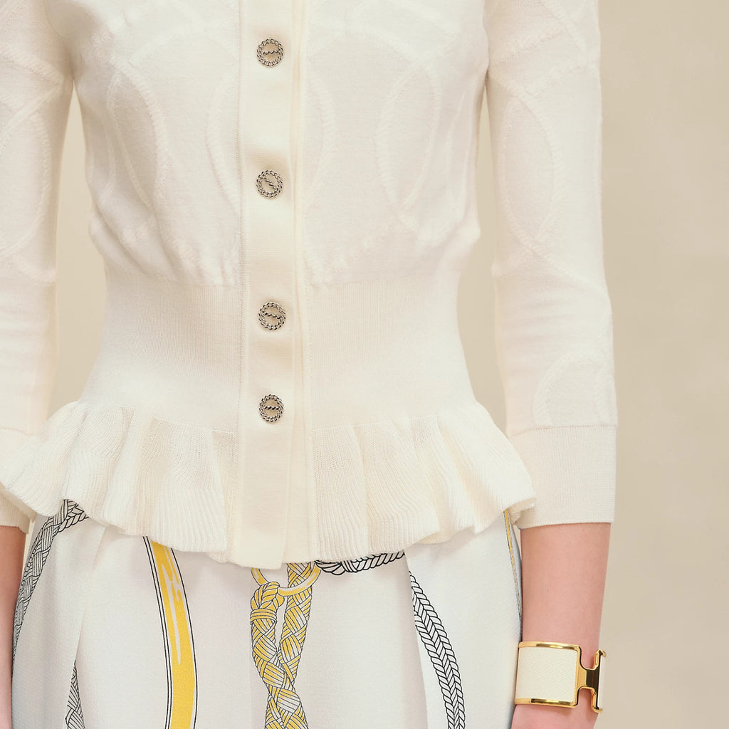 Palefroi Remix  Light Half-length Sleeves Cardigan Women's Knitted Elegant Lace Single Breasted Knit Sweater Fashion Casual Short Round Neck Sweater Cardigan Ngvp #2228