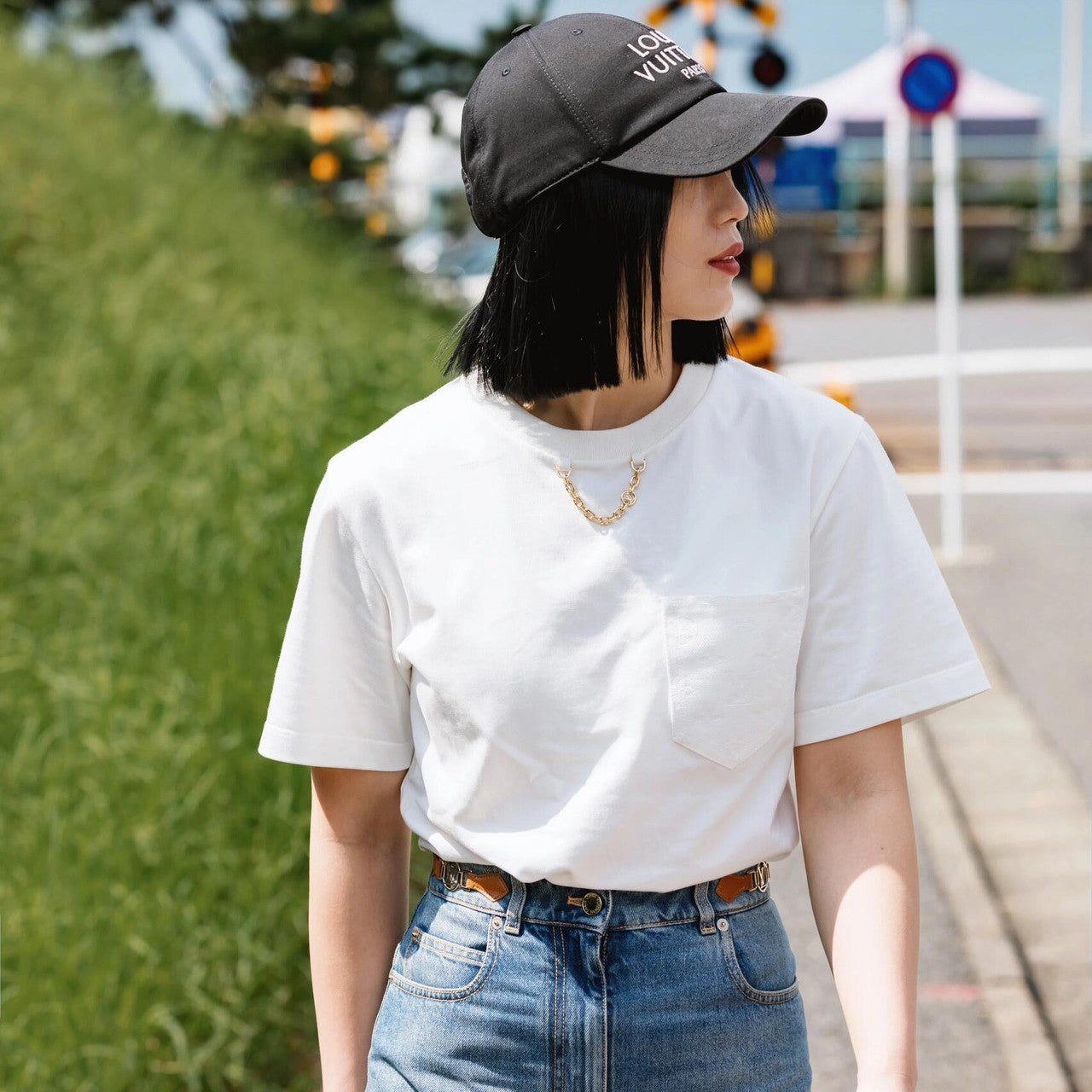 Women's Summer Solid Color Chain Thin Sister Round Neck Cotton Short Sleeve T-Shirt #73177