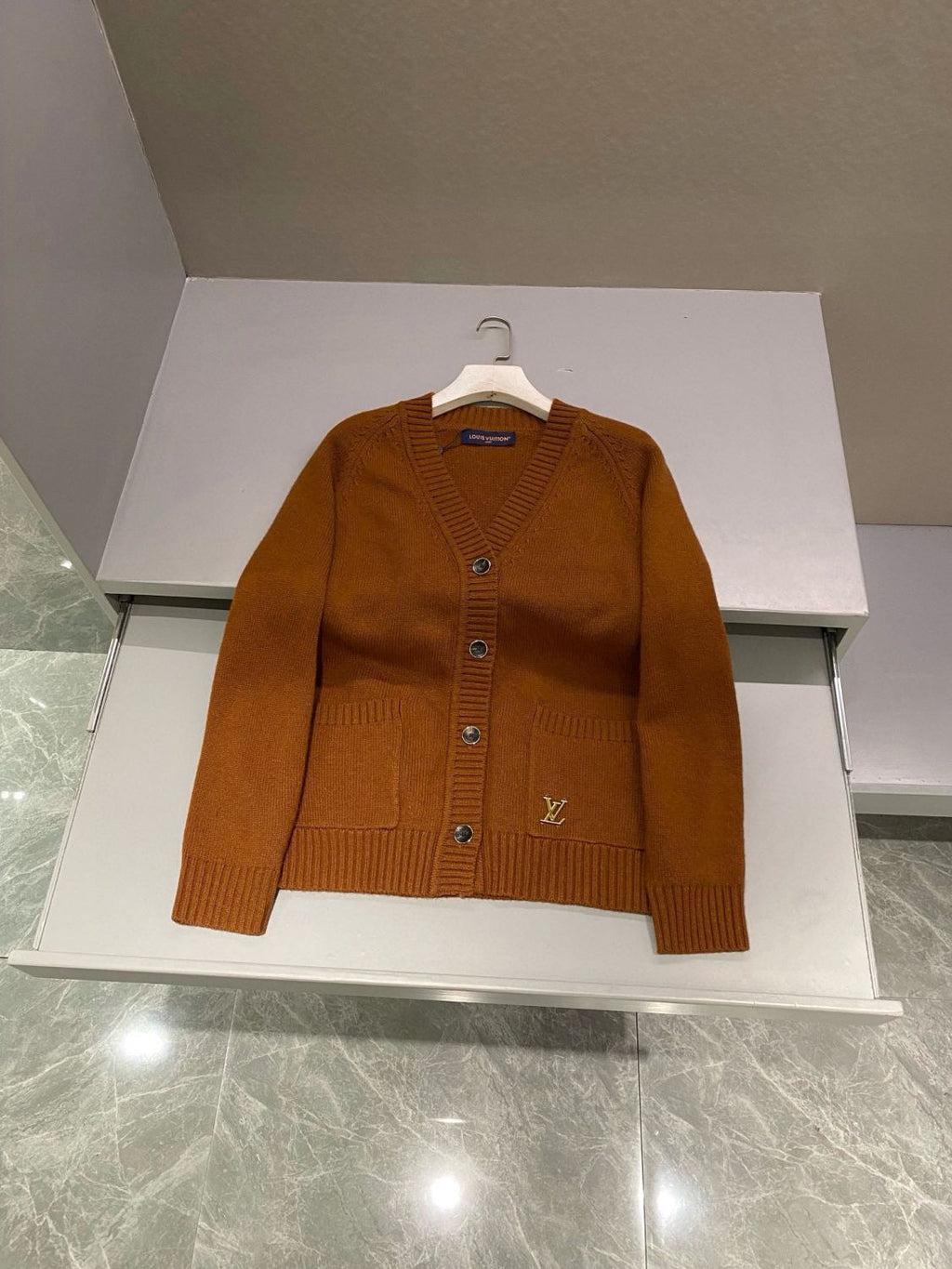 Men's And Women's Spring And Fall Solid Color V-neck Cashmere Blend Single Breasted Long Sleeved Knit Cardigan Jacket #74711