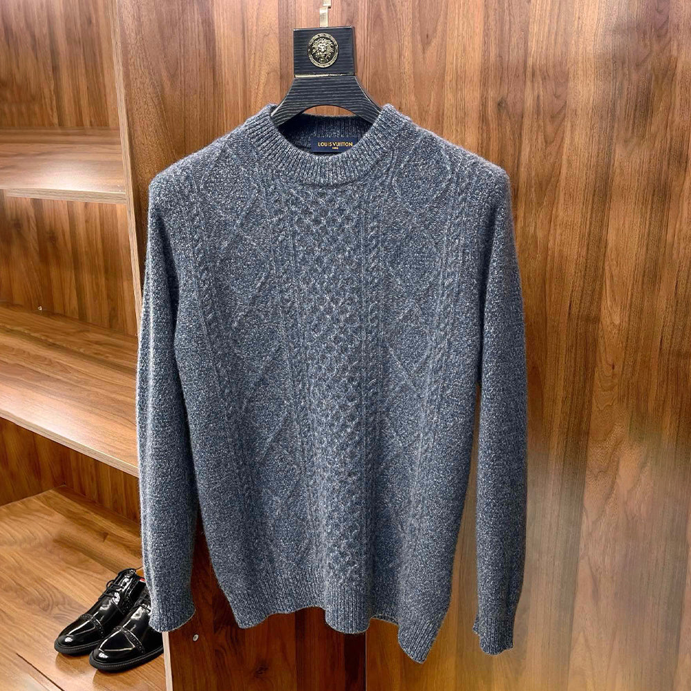 Men's Autumn And Winter Cashmere Round Neck Fit Solid Color Long Sleeve Sweater Ngvp #9655