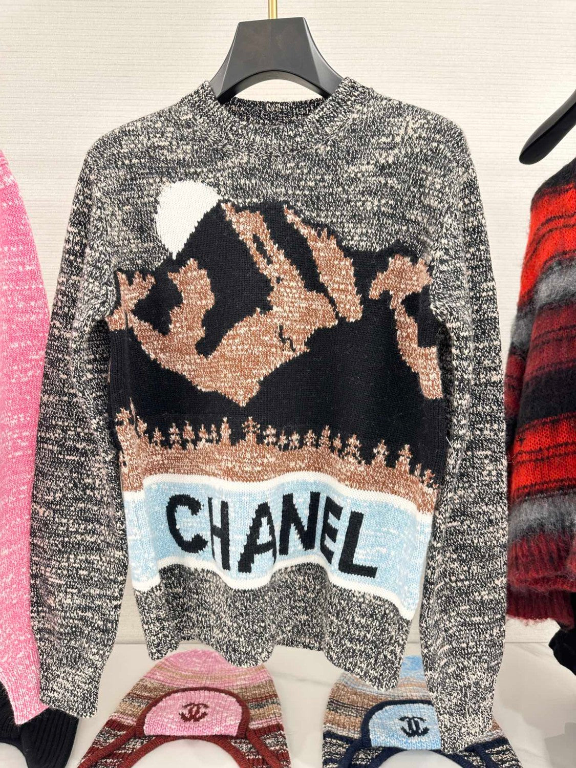 Women's Autumn and Winter Pattern Printed Round Neck Pullover Long Sleeve Sweater #74241