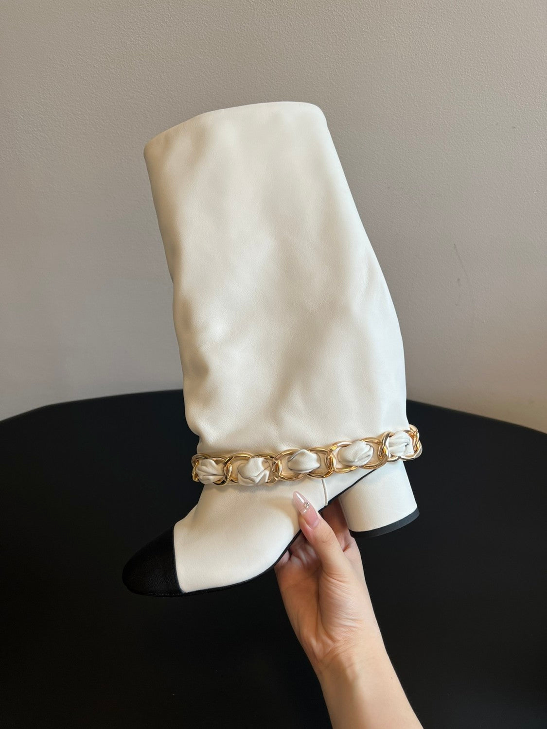 CC Women's Solid Color Round Toe Leather High Top Riding Boots Shoes #77819