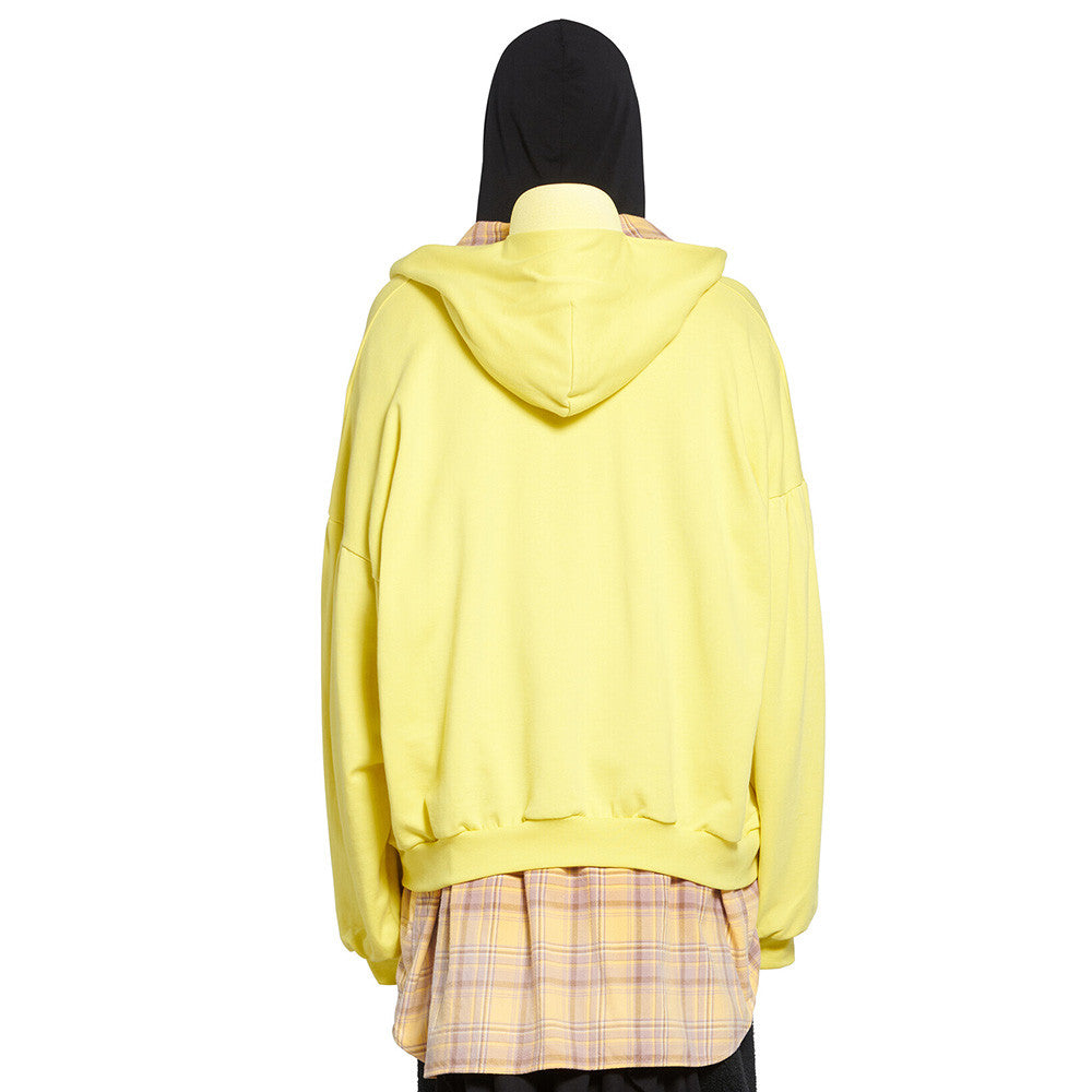 Men's Women's Spring & Autumn Yellow/Black Spliced Logo Printed Cotton Zipper Oversized Hoodie Ngvp #7562