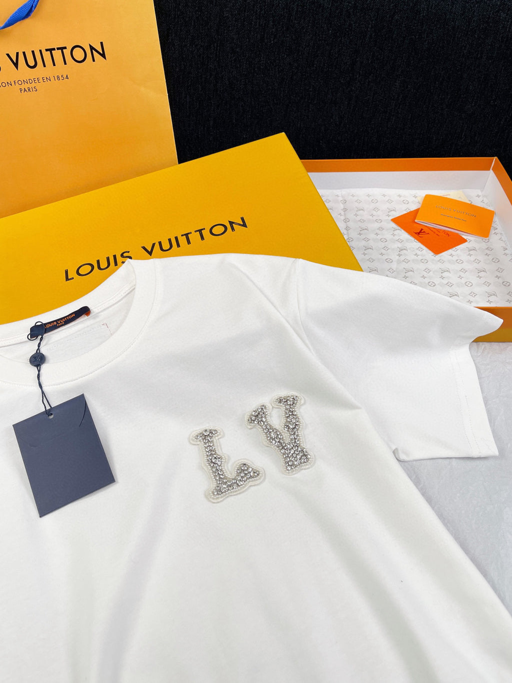 Men's And Women's Summer Embroidered Rhinestone Logo Round Neck Cotton Short Sleeve T-shirt #98561