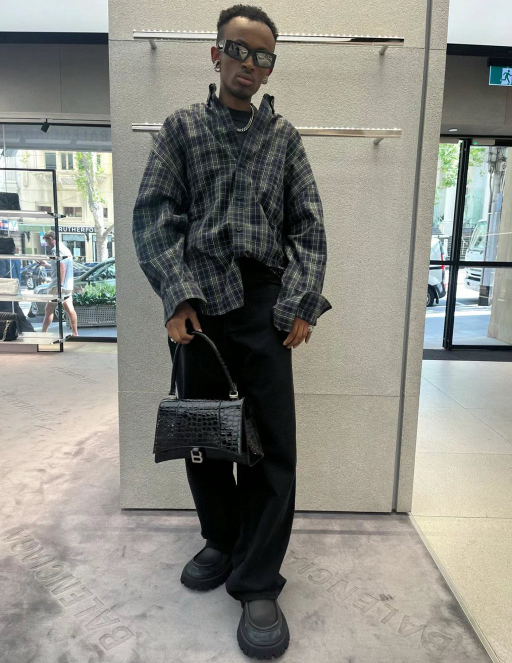 Men's Spring And Fall Color Blocking Plaid Single Breasted Cotton Long Sleeved Shirt #98918