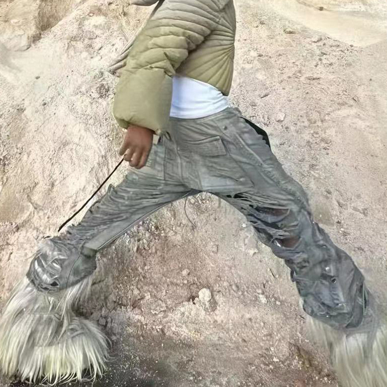 DRKSHDW Men's And Women's Fall And Winter Fashion High Street Broken Hole Jeans Trend Do Old Wide-leg Pants Ngvp #7657