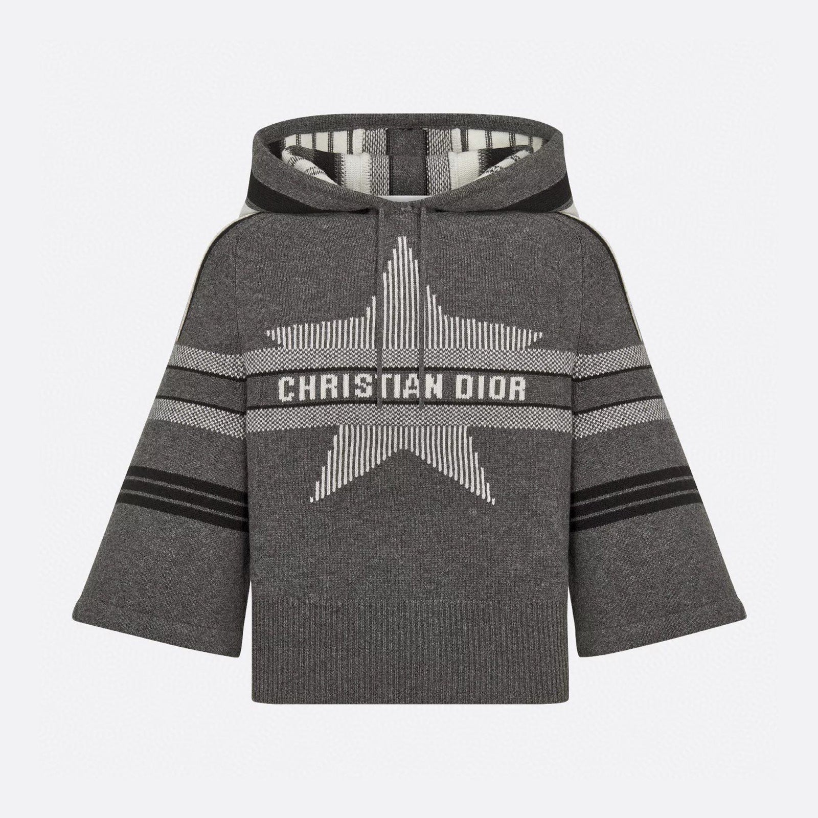 Women's Spring and Autumn Letter Printed Drawstring Hooded Seven Sleeve Cashmere Sweater #73847