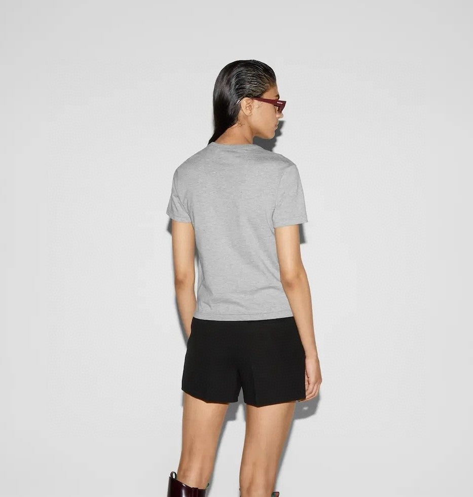 Women's Summer Solid Color Letter Logo Later Round Neck Slim Cotton Short Sleeve T-Shirt #73819