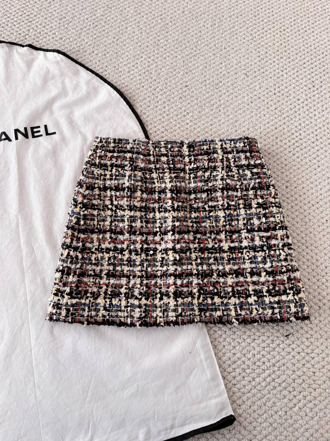 Women's 26SS Round Neck Button-up Tweed Short Coat Jacket Short Skirt Set Suit #194252