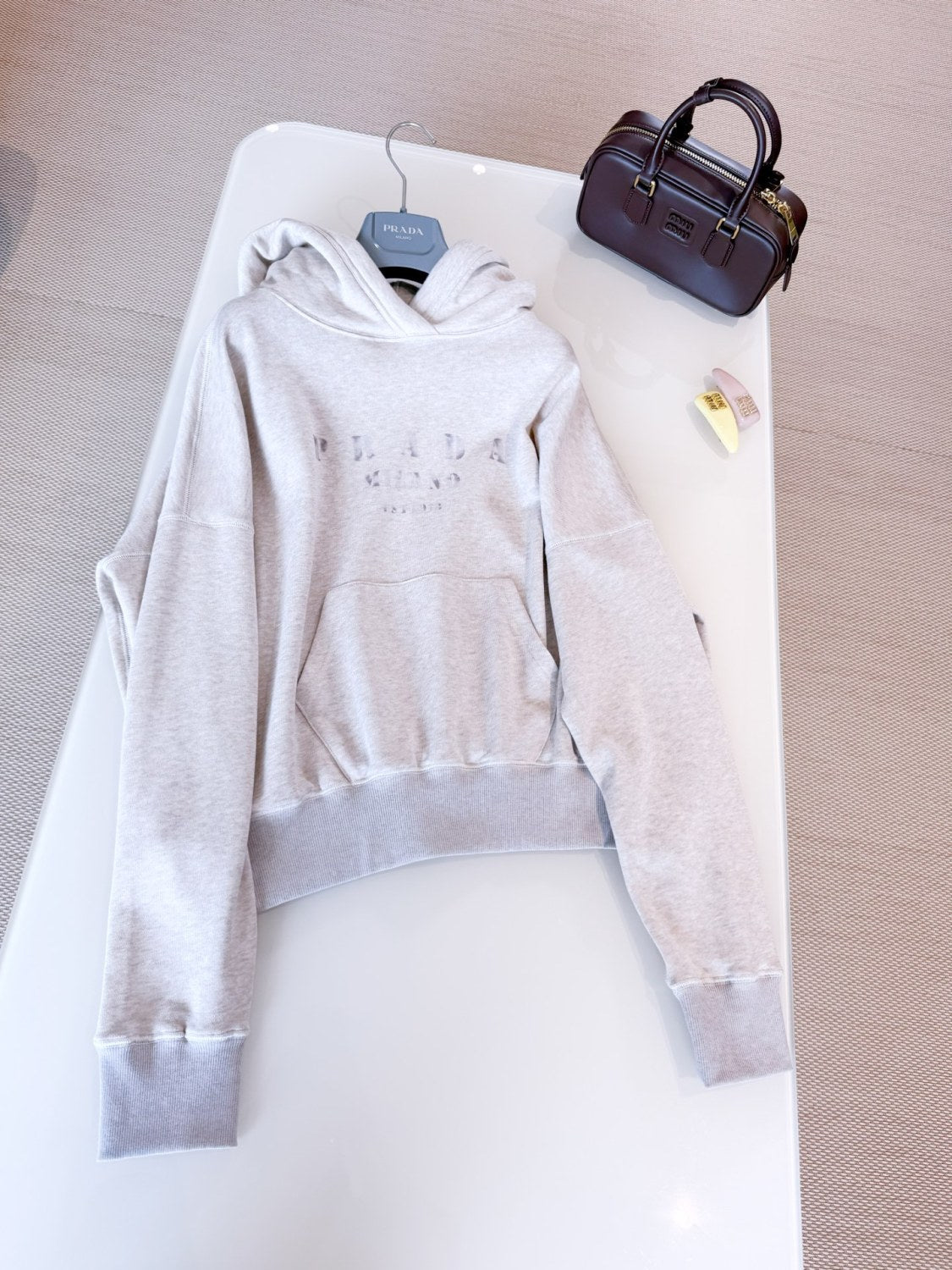 Women's Solid Color Spring/Autumn Classic Casual Printed Letter Logo Cotton Fleece Long Sleeve Hoodie Sweatshirt #78154