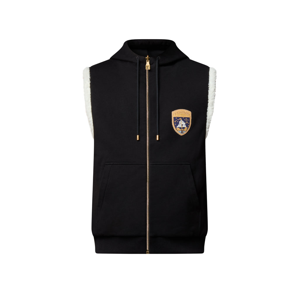 1VMen's And Women's Fall/winter Casual Fashion Hooded Zipper Jacket  Reversible Sleeveless Vest With Shield Logo And Fleece Lined Vest Jacket #79261