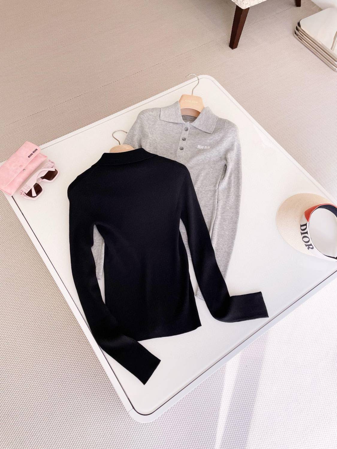 Women's Solid Color Logo Letter Print Casual Cashmere Long Sleeve Polo Shirt Top #72844