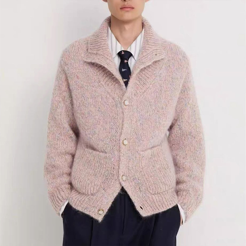 26SS Chip Version Tweed fabric Lapel collar Single-breasted Long-sleeved knitted cardigan Jacket Sweater  #194087