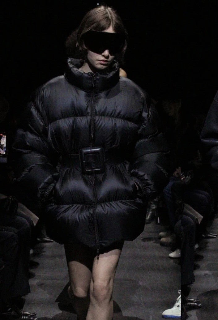 Women's Fall/Winter Hourglass Waist Short Jacket Trendy Fashionable Black Elegant Cotton Coat #194484