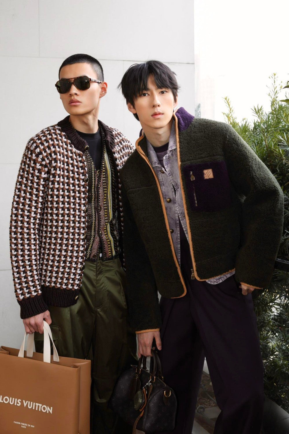 Men's Early Spring Houndstooth Chunky Knit Wool Cardigan Retro Elegant Color-Blocked Zipper Knit Cardigan Jacket #194500