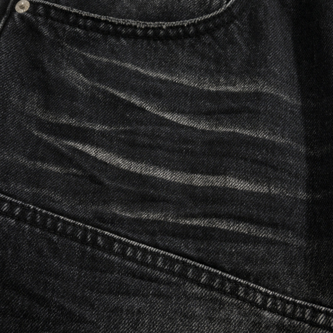 BLCG 2025ss Men's Loose Fit Waxed Denim Jeans Long Pants Trousers #82551A