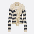 Women's Detachable Collar Mohair Striped Spring/Fall Long-Sleeve Knit Sweater Marini¨¨re Cardigan Ngvp #2373