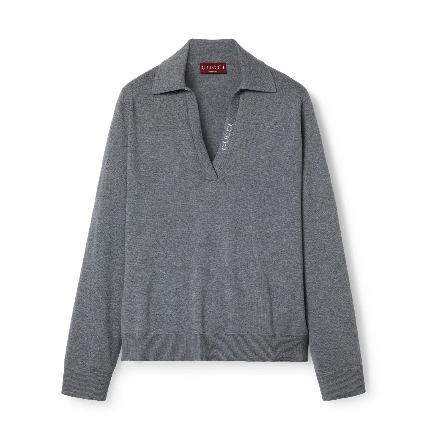 Women's Spring/Summer Solid Color Logo Letter Printed Polo Neck Pullover Long Sleeve T-Shirt #73822