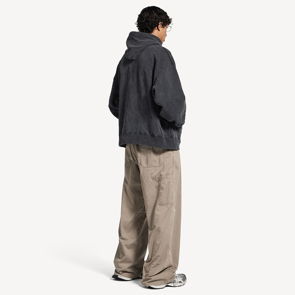 Men's Washed Crayon Loop Oversized Hoodie in Washed Black White Sweatshirt #82562A