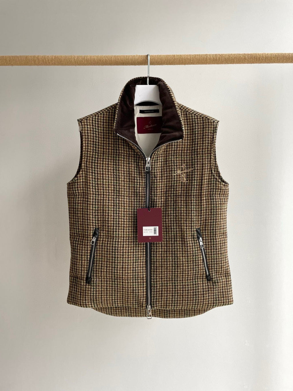 Montecore Men's Winter Chippendale Warm Tweed Wool Puffer Down Vest Jacket #97837