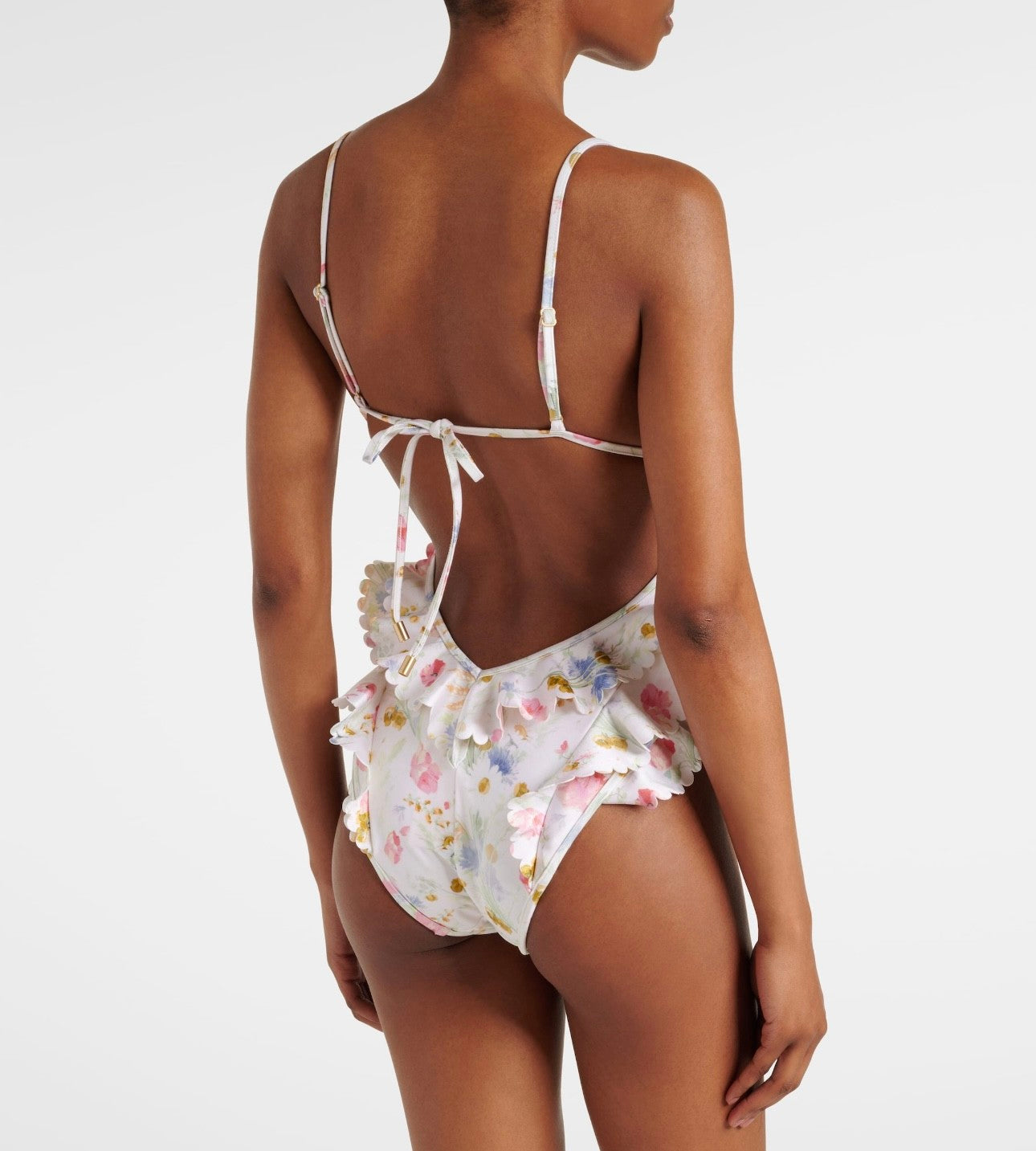 Women's Summer Floral Printed Ruffle Backless One-piece Swimsuit #76667