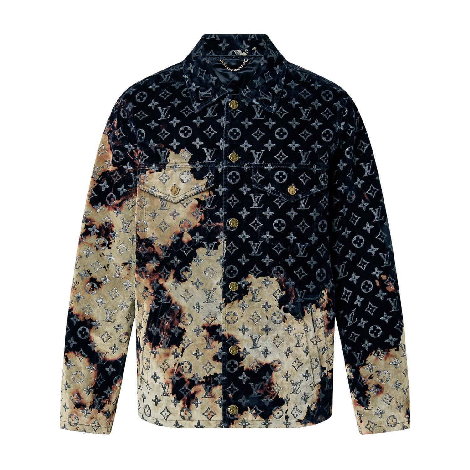 Men's Autumn and Winter Pattern Printed Lapel Single Breasted Denim Jacket Jeans Pants Set Suit #97775