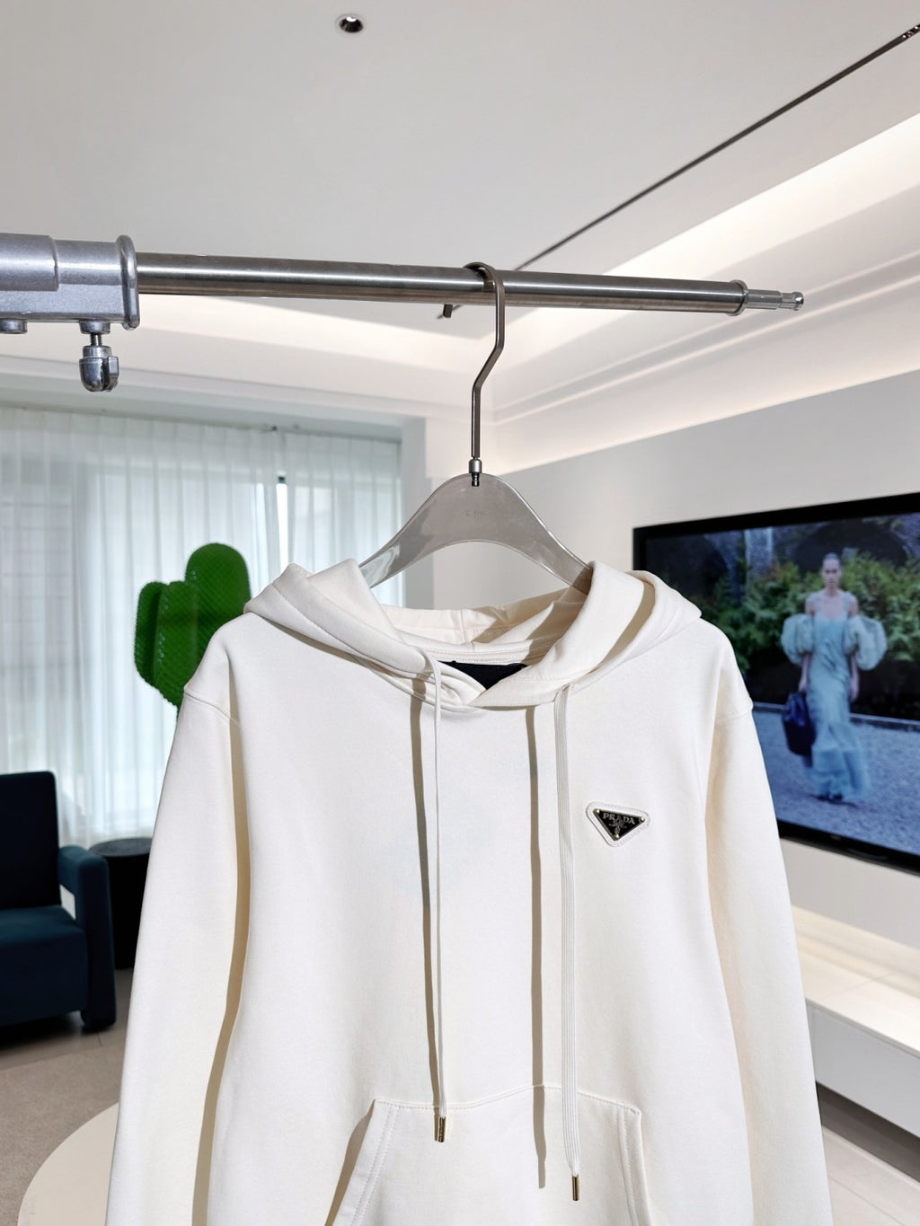 Men's Spring and Autumn Beige Hooded Drawstring Long Sleeve Sweatshirt #72359