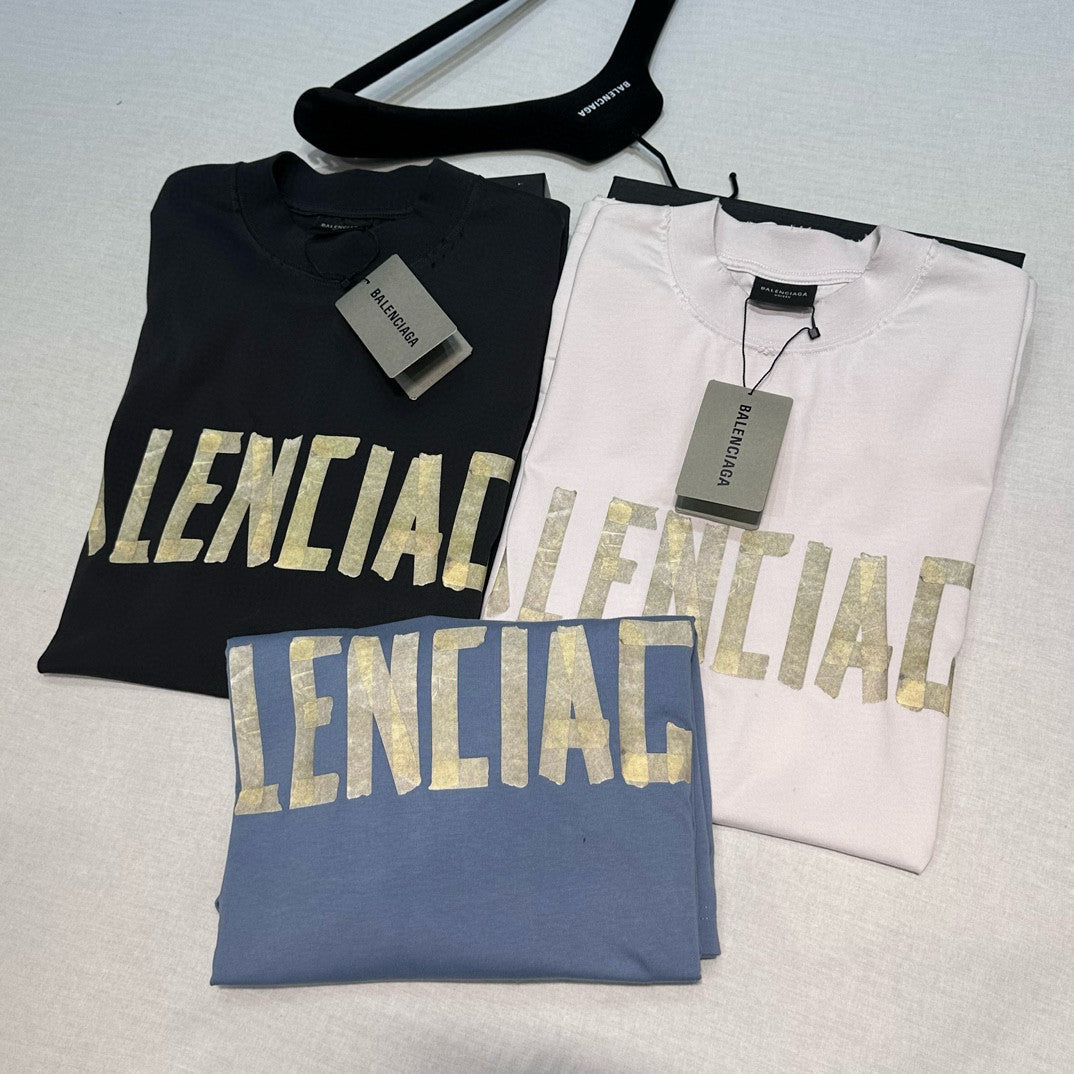 Men's and Women's Tape Type T-Shirt Medium Fit In Faded Letter Print Round Neck Loose Fit Short Sleeve T-Shirt #98566